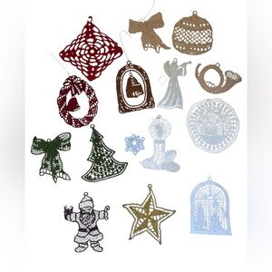 HANDMADE LACE CHRISTMAS TREE ORNAMENT BUNDLE HOLIDAY DECOR